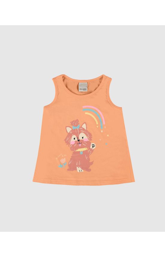 Regata Infantil Menina Cachorrinho Em Algodão Malwee Kids