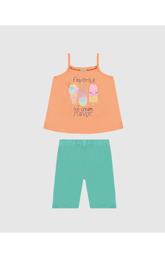 Conjunto Infantil Menina Regata Alça Fina Com Estampa Em Algodão Malwee Kids