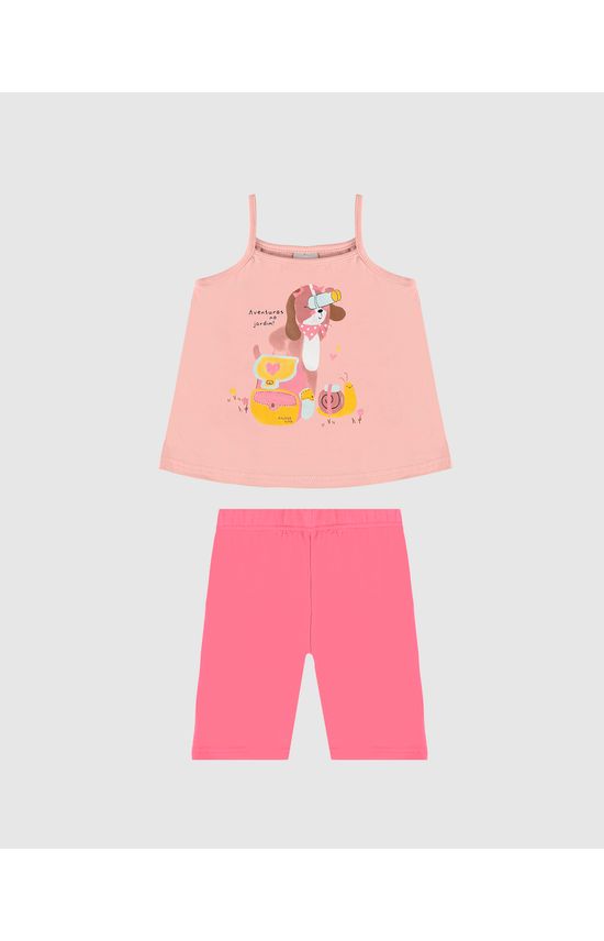 Conjunto Infantil Menina Regata Alça Fina Com Estampa Em Algodão Malwee Kids
