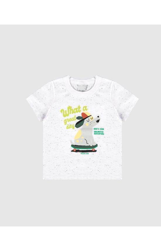 Camiseta Infantil Menino What A Great Day Em Malha Botonê Malwee Kids