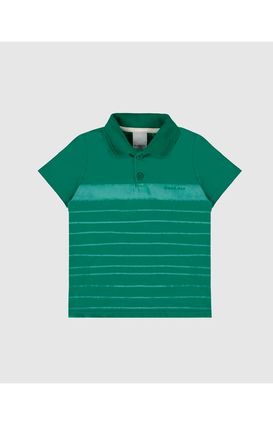 Camisa Polo Infantil Menino Listras Frontais Em Algodão Malwee Kids