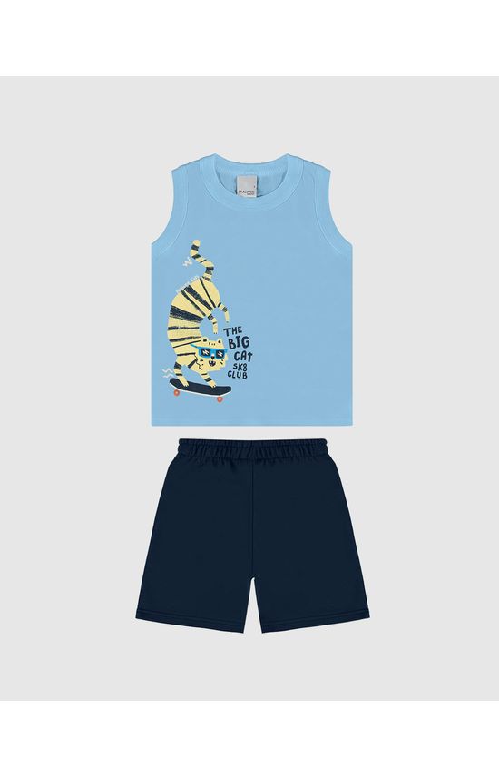 Conjunto Infantil Menino The Big Cat Sk8 Club Em Algodão Malwee Kids