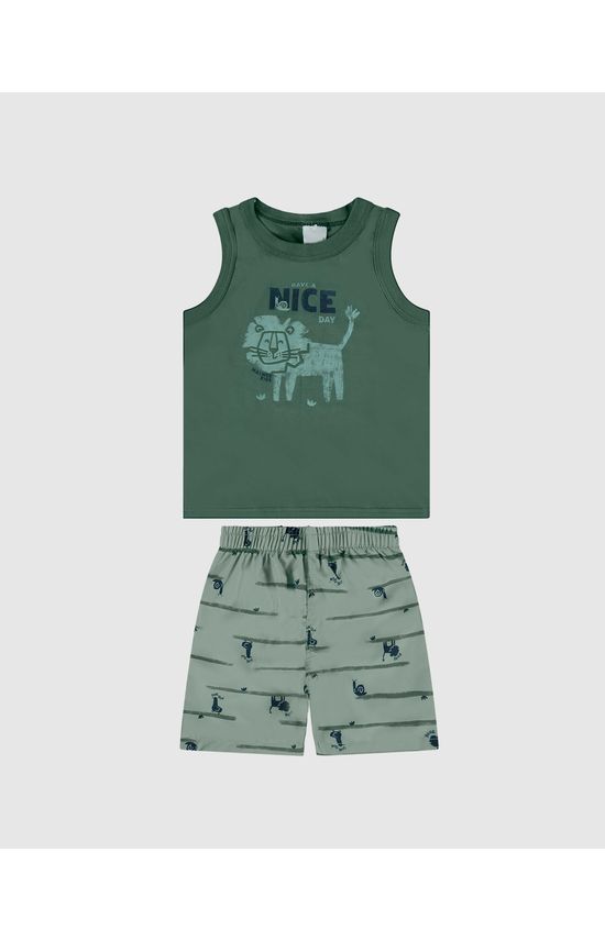 Conjunto Infantil Menino Bermuda Estampada Em Microfibra Malwee Kids