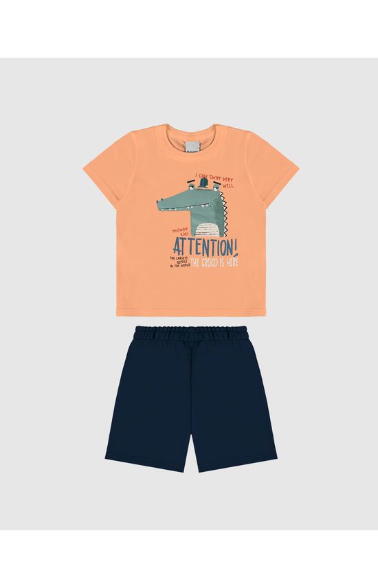 Conjunto Infantil Menino Camiseta Attention! Em Algodão Malwee Kids
