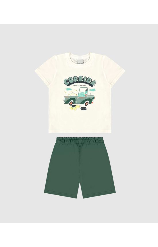 Conjunto Infantil Menino Camiseta Corrida Com Os Amigos Algodão Malwee Kids