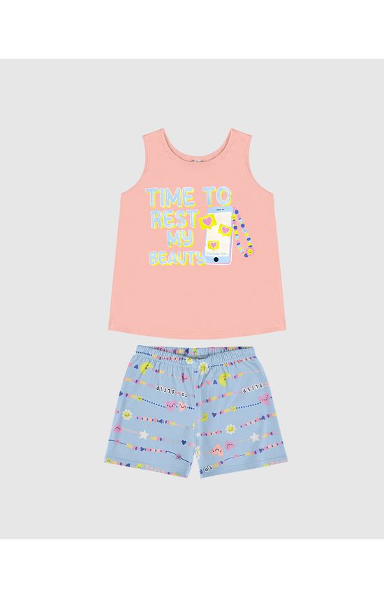 Pijama Infantil Menina Regata E Shorts Estampado Em Algodão Malwee Kids