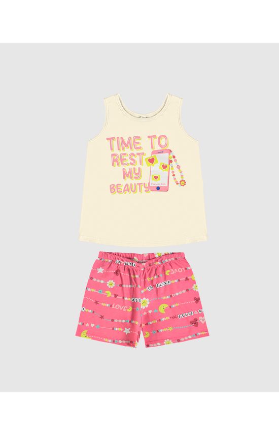 Pijama Infantil Menina Regata E Shorts Estampado Em Algodão Malwee Kids