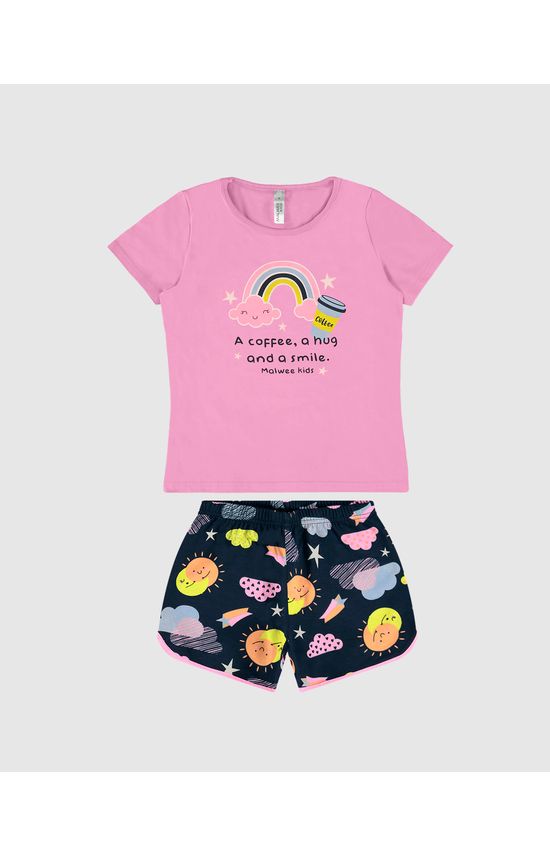 Pijama Infantil Menina A Coffee A hug And A Smile Malwee Kids