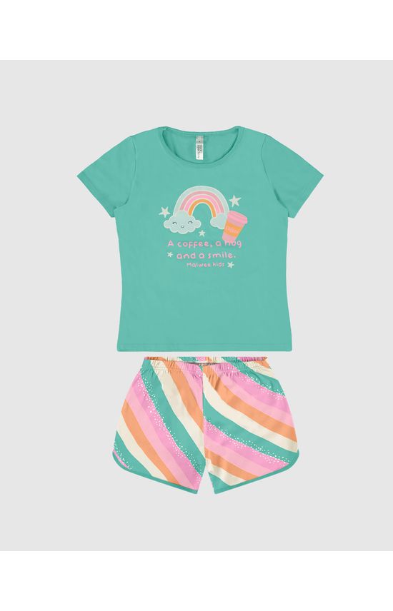 Pijama Infantil Menina A Coffee A hug And A Smile Malwee Kids