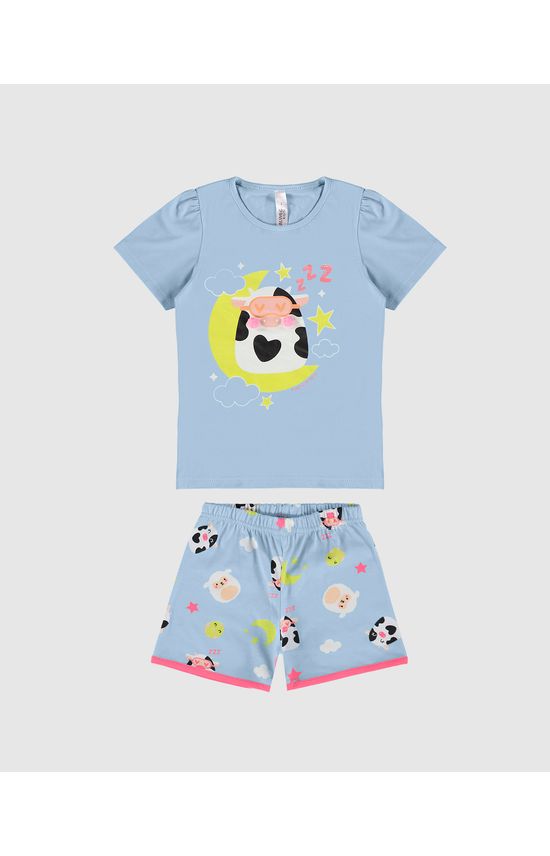 Pijama Infantil Menina Estampa + Aplique Pompom Em Algodão Malwee Kids