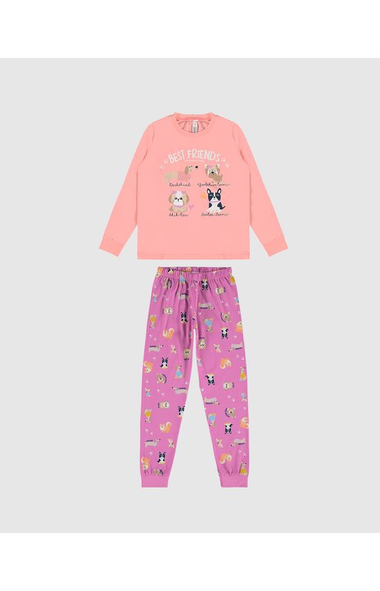 Pijama Infantil Menina Blusa Manga Longa Best Friends Em Algodão Malwee Kids