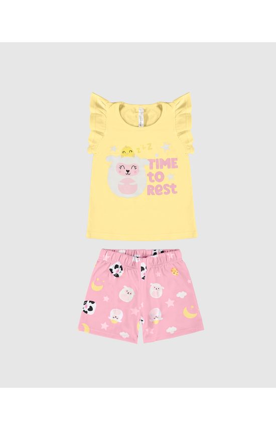 Pijama Infantil Menina Blusa Manga Babado Em Algodão Malwee Kids