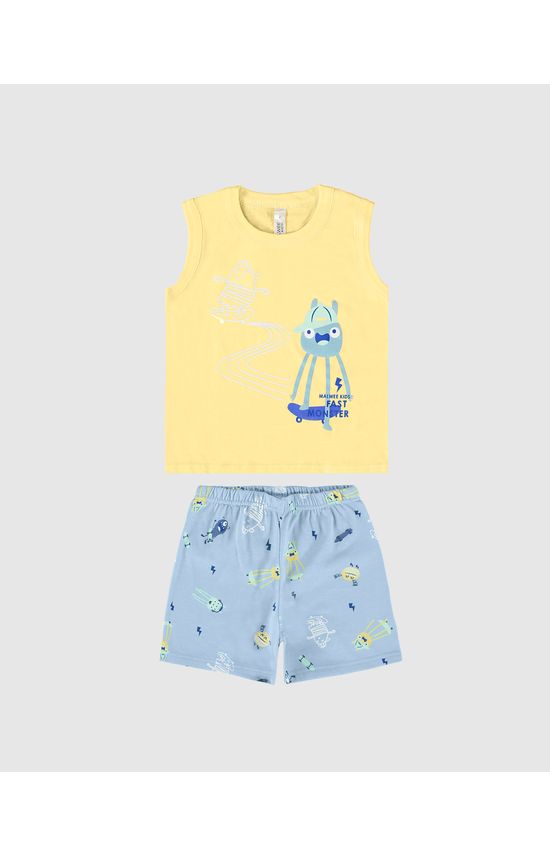 Pijama Infantil Menino Regata E Shorts Estampa Brilha No Escuro Malwee Kids