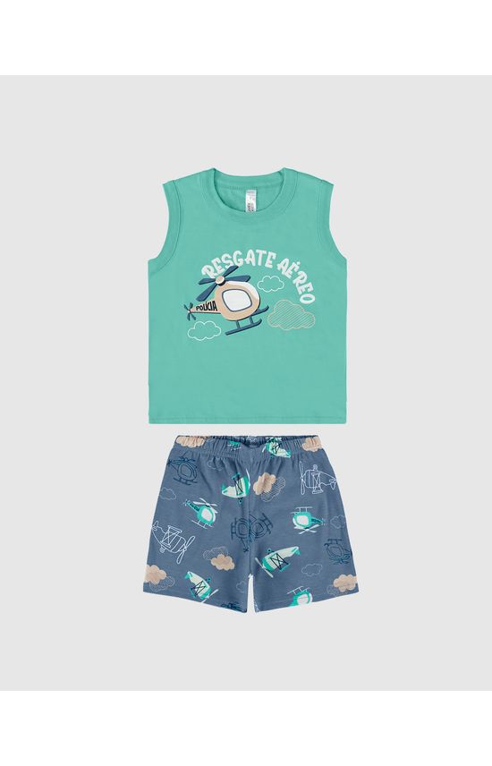 Pijama Infantil Menino Regata E Shorts Estampa Brilha No Escuro Malwee Kids