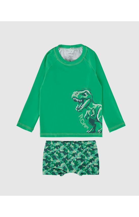 Conjunto Infantil Menino Estampado Camiseta + Sunga Malha UV50+ Malwee Kids