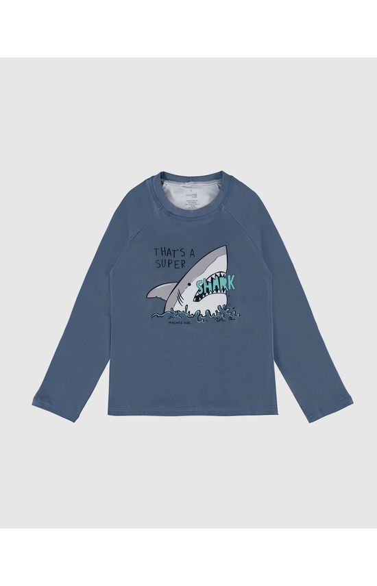 Camiseta Praia Infantil Unissex Estampa Frontal Em Malha UV50+ Malwee Kids