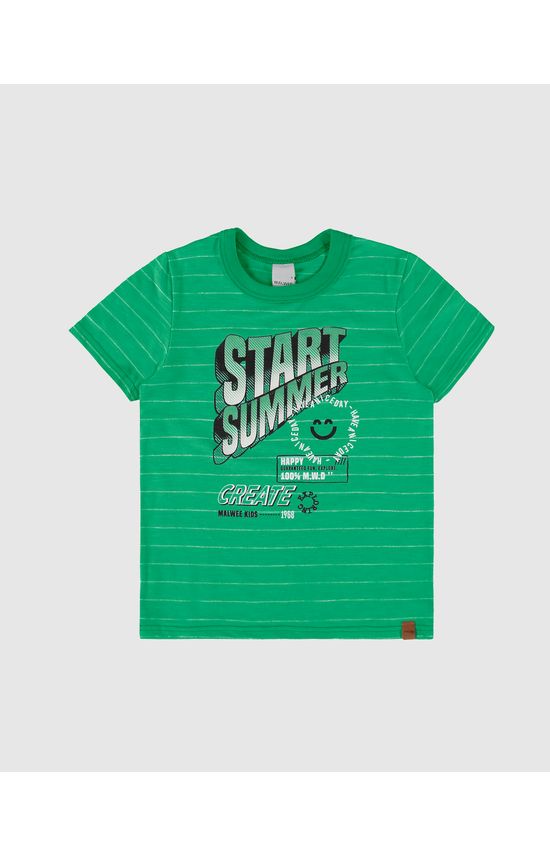 Camiseta Infantil Menino Start Summer Em Malha Rajada Listrada Malwee Kids