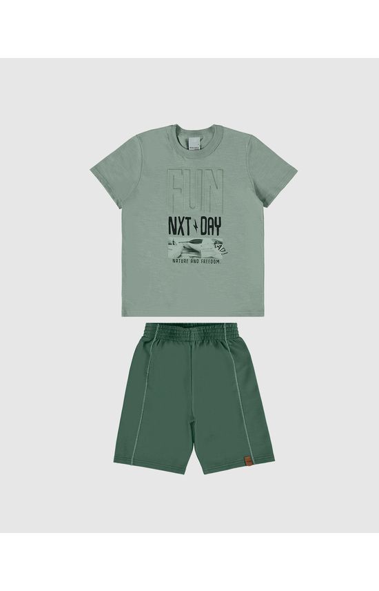 Conjunto Infantil Menino Estampa Alto Relevo Em Malha Listrada Malwee Kids