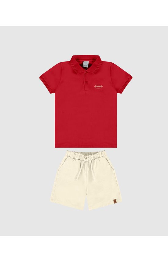 Conjunto Infantil Menino Camisa Polo Summer Em Algodão Malwee Kids