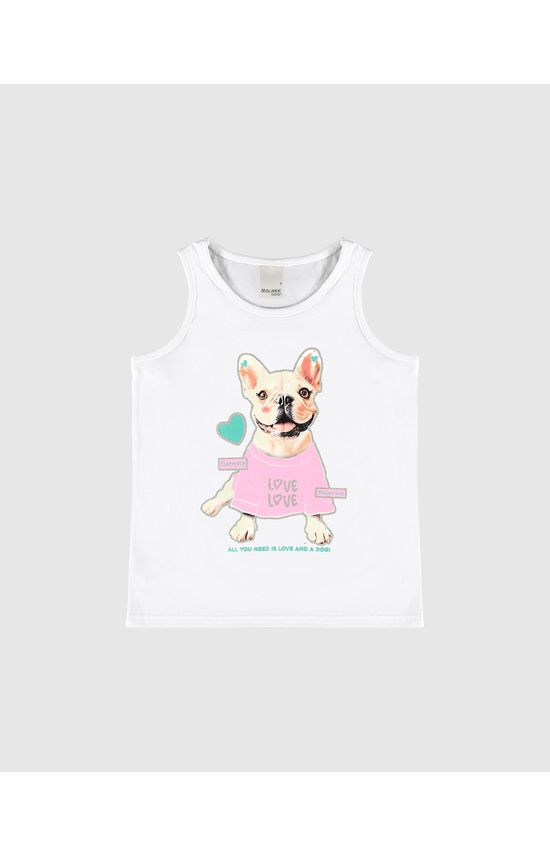 Regata Infantil Menina All You Need Is Love And A Dog Em Algodão Malwee Kids