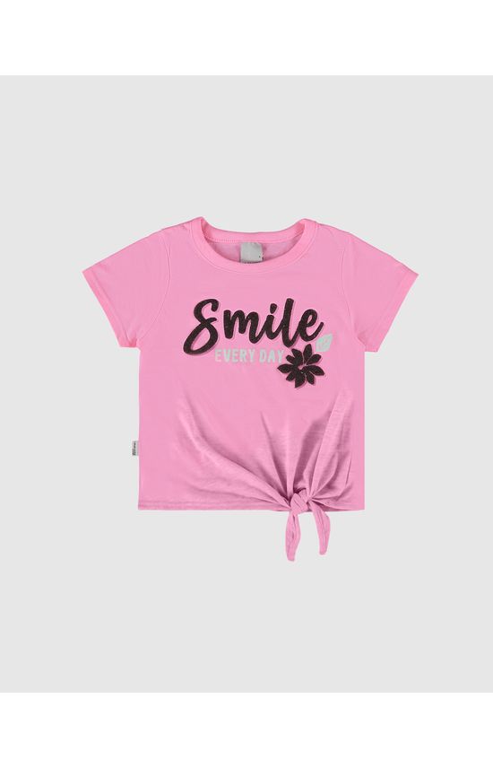 Blusa Infantil Menina Smile Amarração Frontal Em Malha Rajada Malwee Kids