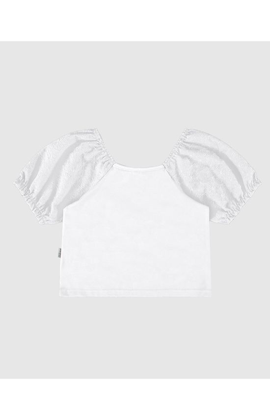 Blusa Infantil Menina Manga Bufante Em Laise Algodão Malwee Kids