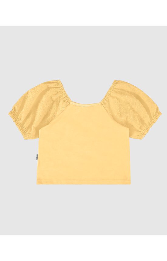 Blusa Infantil Menina Manga Bufante Em Laise Algodão Malwee Kids