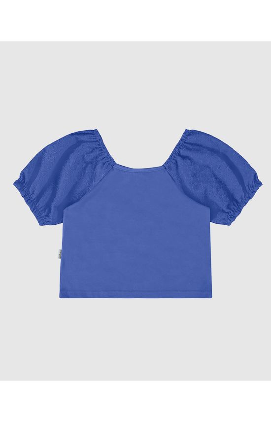 Blusa Infantil Menina Manga Bufante Em Laise Algodão Malwee Kids