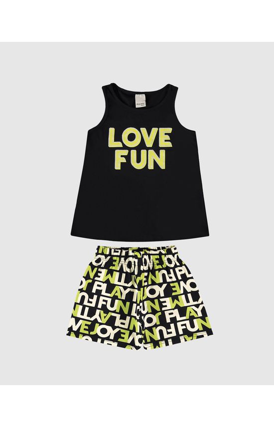 Conjunto Infantil Menina Regata Estampa Love Fun + Glitter Malwee Kids