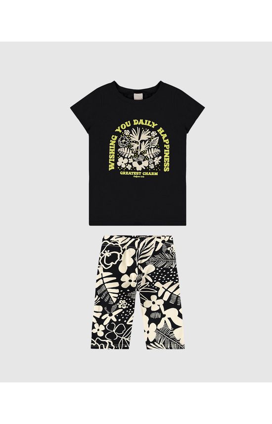 Conjunto Infantil Menina Wishing You Daily Happiness Em Algodão Malwee Kids