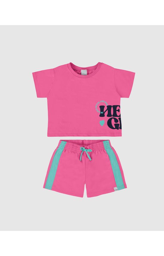 Conjunto Infantil Menina Blusa Estampa Lettering Em Algodão Malwee Kids