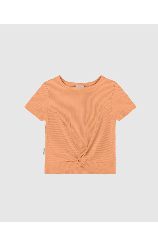 Blusa Infantil Menina Torção Frontal Em Malha Viscose Canelada Malwee Kids
