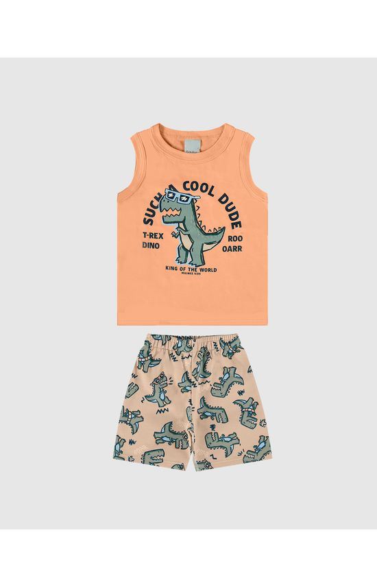Conjunto Infantil Menino Regata T-Rex Dino Em Algodão Malwee Kids