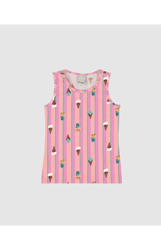 Regata Infantil Menina Estampada Em Algodão Malwee Kids