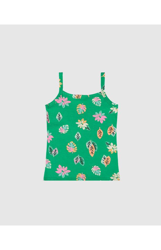 Regata Infantil Menina Alça Fina Estampada Em Algodão Malwee Kids