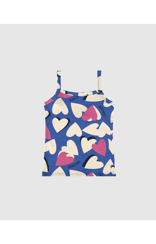 Regata Infantil Menina Alça Fina Estampada Em Algodão Malwee Kids