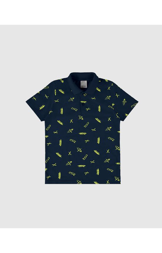 Camisa Polo Infantil Menino Estampada Em Algodão Malwee Kids