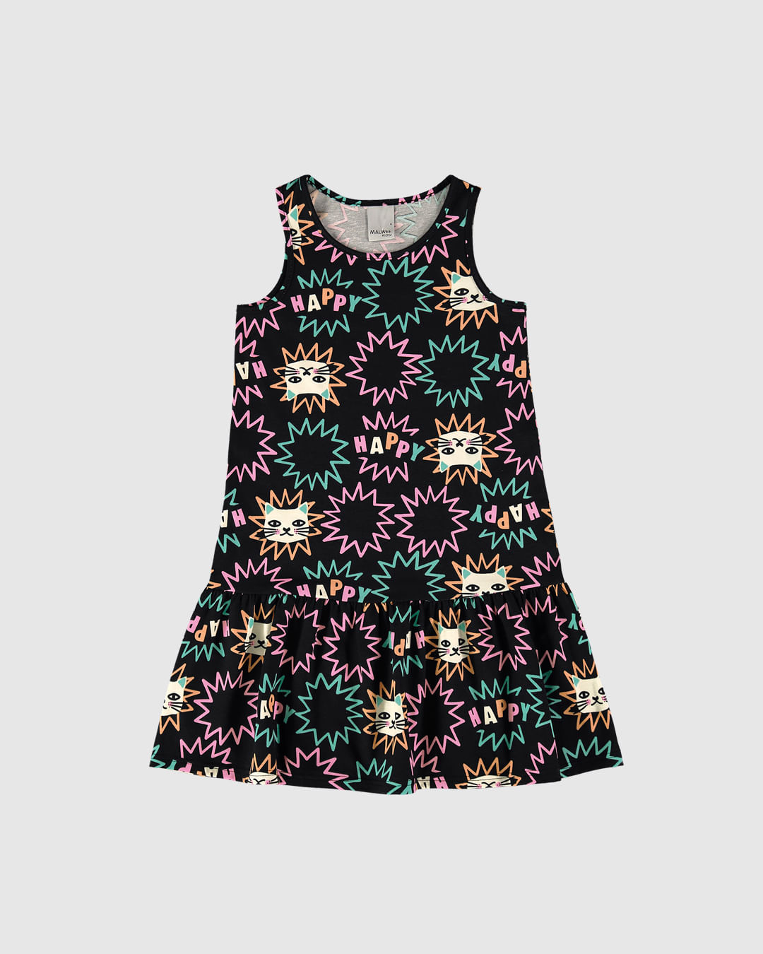 Vestido Infantil Barra Franzida Estampado Em Algodão Malwee Kids - Imagem 6