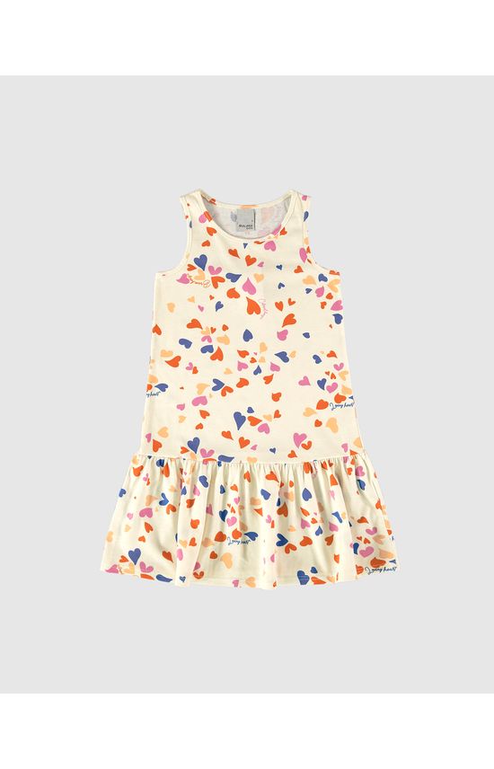 Vestido Infantil Barra Franzida Estampado Em Algodão Malwee Kids