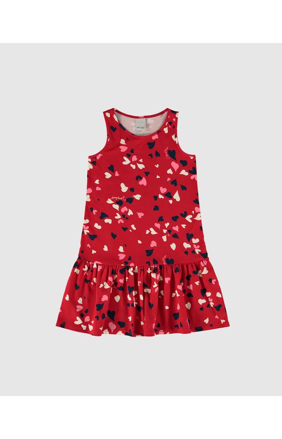 Vestido Infantil Barra Franzida Estampado Em Algodão Malwee Kids