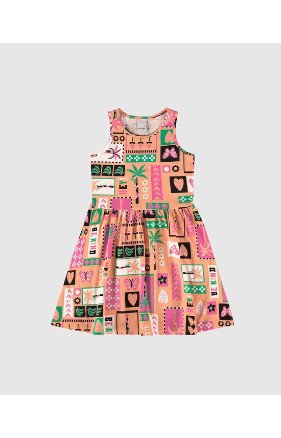 Vestido Infantil Estampado Em Algodão Malwee Kids