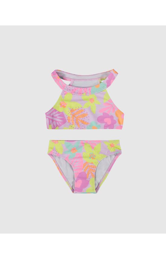 Biquíni Infantil Menina Floral Em Malha Texturizada UV50+ Malwee Kids
