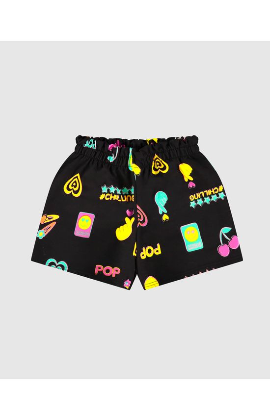 Shorts Infantil Menina Clochard Estampado Em Moletinho Malwee Kids