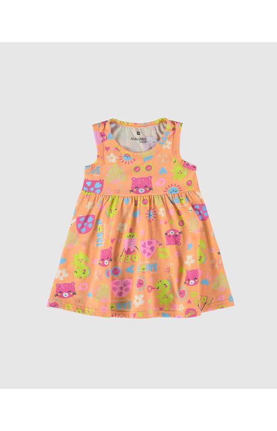 Vestido Infantil Estampa Corrida Em Algodão Malwee Kids