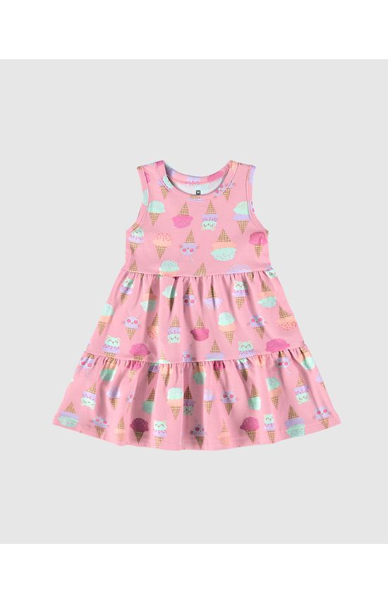 Vestido Infantil Estampa Sorvetes Em Algodão Malwee Kids