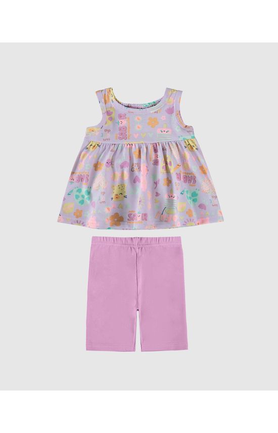 Conjunto Infantil Menina Bata Estampada Em Algodão Malwee Kids
