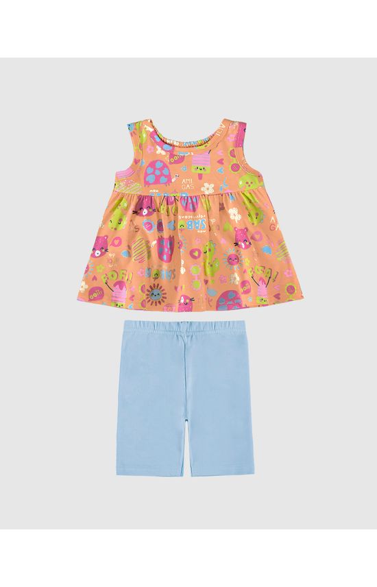 Conjunto Infantil Menina Bata Estampada Em Algodão Malwee Kids