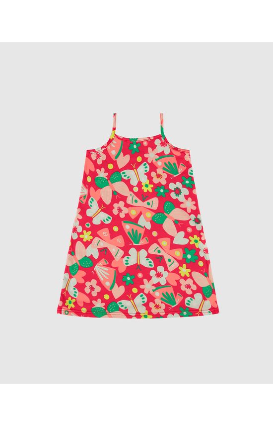 Vestido Infantil Estampado Alça Fina Em Algodão Malwee Kids