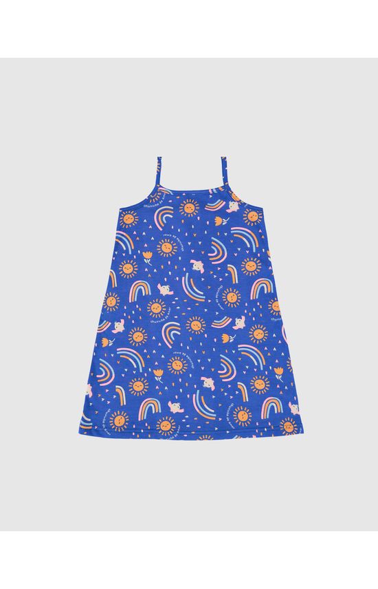 Vestido Infantil Estampado Alça Fina Em Algodão Malwee Kids