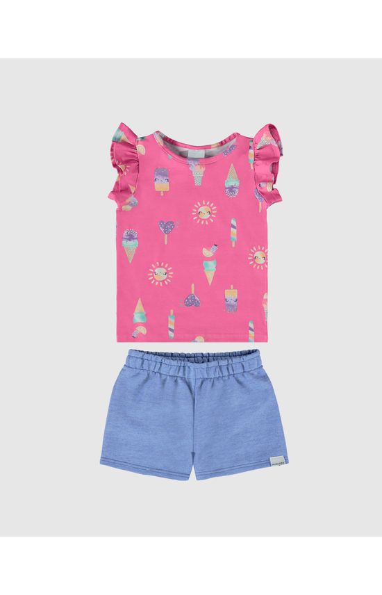 Conjunto Infantil Menina Blusa Estampada Em Algodão Malwee Kids